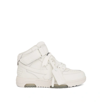 OFF-WHITE OUT OF OFFICE MID TOP LEATHER SNEAKERS IN COLOUR WHITE