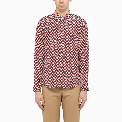 Valentino Silk Shirt With Veehive Print In Red
