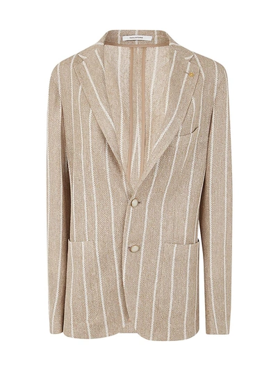 Tagliatore Single Breasted Pinstriped Jacket In Multicolour