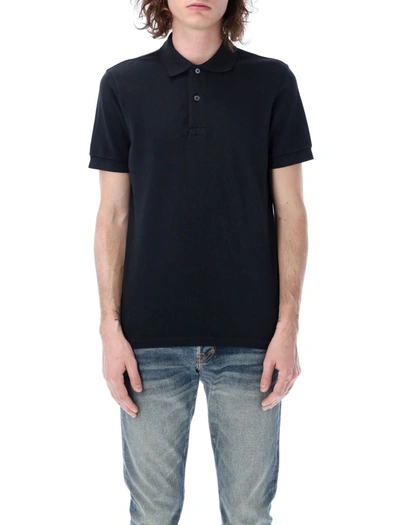 Tom Ford Piquet Polo Shirt In Midnight Blue