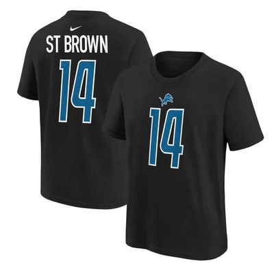 Nike Kids' Big Boys  Amon-ra St. Brown Black Detroit Lions Player Name And Number T-shirt