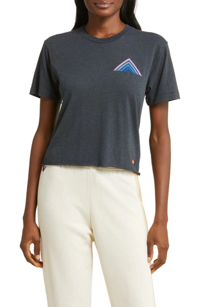 Aviator Nation Mountain Stitch Stripe Graphic T-shirt In Charcoal/ Blue Purple