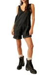 Free People High Roller Short Denim Overalls In True North