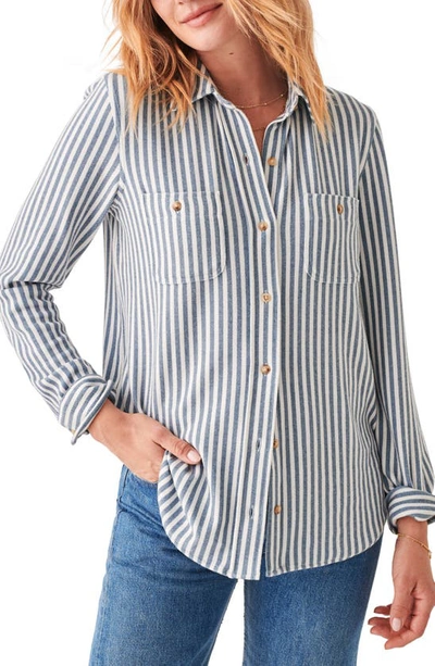 Faherty Legend Soft Striped Shirt In Navy Blaze