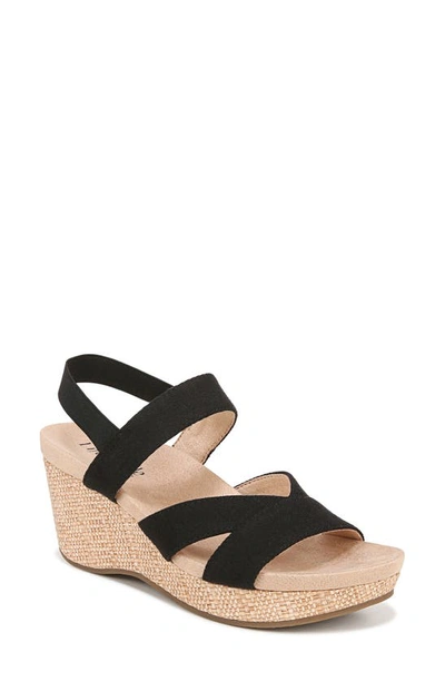 Lifestride Danita Slingback Platform Wedge Sandal In Black