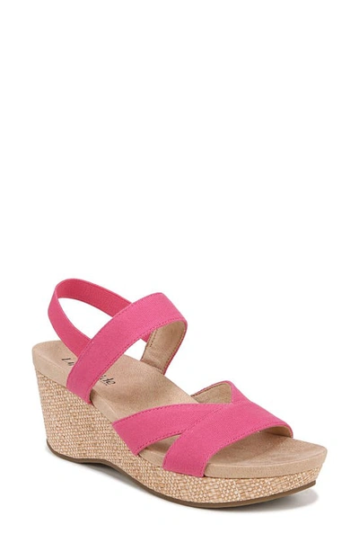 Lifestride Danita Slingback Platform Wedge Sandal In French Pink Fabric