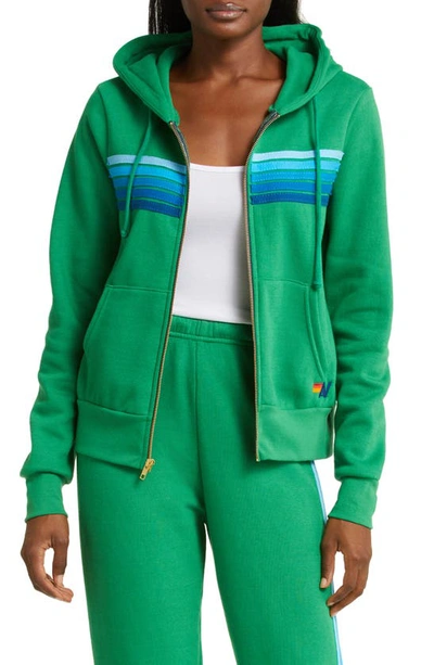 Aviator Nation 5-stripe Zip Hoodie In Kelly Green