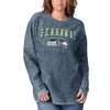 G-III 4HER BY CARL BANKS G-III 4HER BY CARL BANKS COLLEGE NAVY SEATTLE SEAHAWKS COMFY CORD PULLOVER SWEATSHIRT
