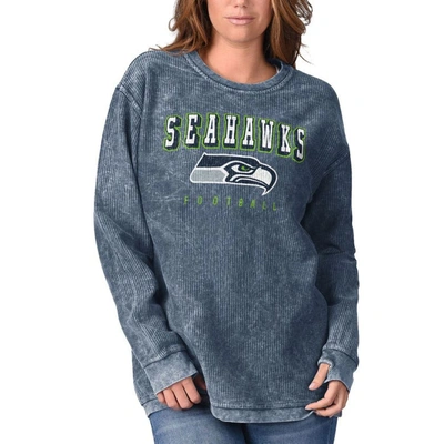 G-iii 4her By Carl Banks Navy Seattle Seahawks Comfy Cord Pullover Sweatshirt