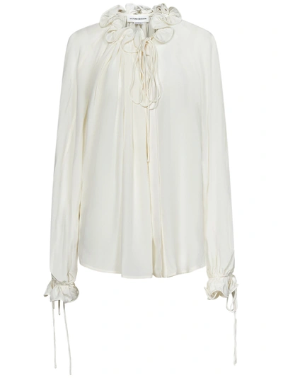 Victoria Beckham Ruched Detailed Blouse In Bianco