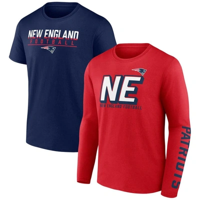 Fanatics Branded Red/navy New England Patriots Two-pack T-shirt Combo Set