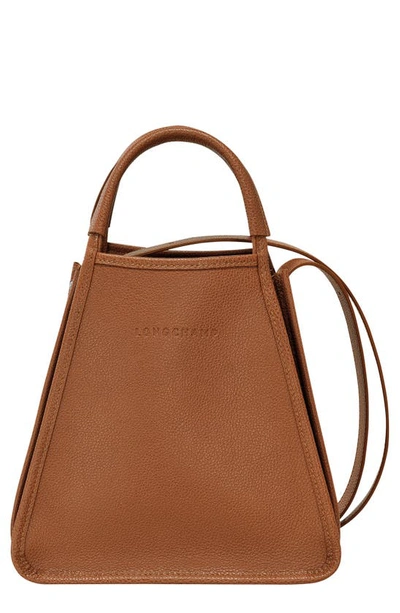 Longchamp Le Foulonné Leather Top Handle Bag In Caramel