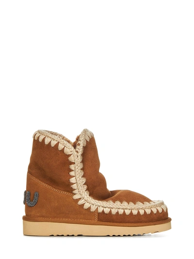 Mou Eskimo 18 Glitter Logo Boots In Brown