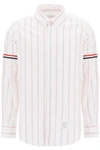 THOM BROWNE THOM BROWNE STRIPED OXFORD BUTTON-DOWN SHIRT WITH ARMBANDS