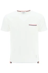 Thom Browne T-shirt With Tricolor Pocket In White