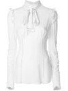 DOLCE & GABBANA DOLCE & GABBANA RUFFLE TRIM BLOUSE - WHITE,F7ZX0TFURG412249550