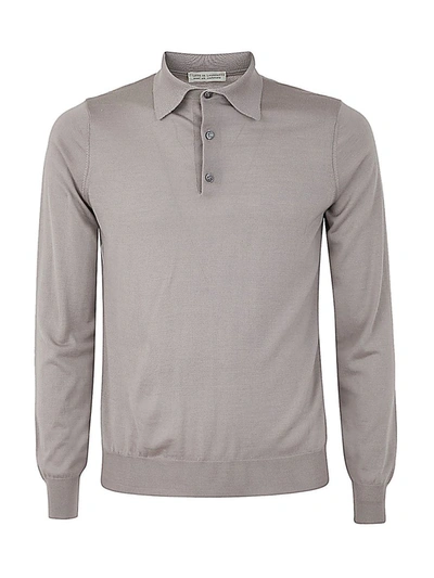 Filippo De Laurentiis Long Sleeve Polo In Brown