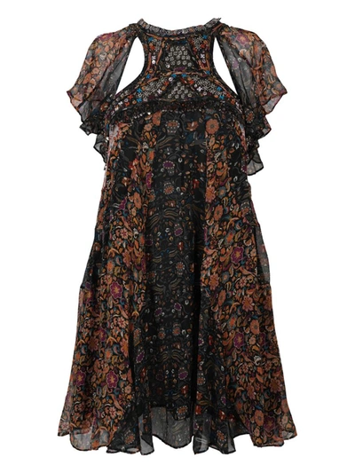 Isabel Marant Odile Printed Silk Crepe Mini Dress In Black
