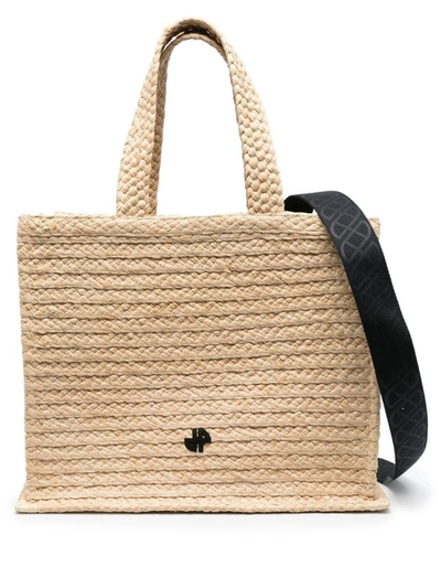 Patou Raffia Tote Bag In Vanilla