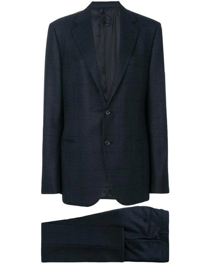 Caruso Checked Two Piece Suit - Blue