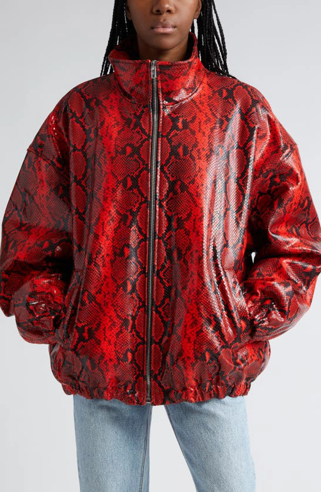 Alexander Wang Oversize Padded Snakeskin Embossed Leather Track