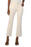 Kut From The Kloth Kelsey Raw Hem High Waist Ankle Flare Jeans In Ecru