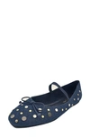 Kenneth Cole New York Myra Stud Mary Jane Flat In Denim Fabric