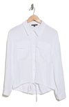 ADRIANNA PAPELL ADRIANNA PAPELL DRAWSTRING WAIST BUTTON-UP BLOUSE
