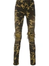 BALMAIN DISTRESSED CAMOUFLAGE TROUSERS,W7H9529T022C12232992