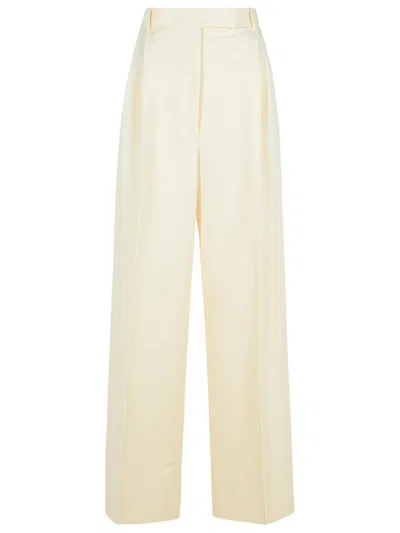 799 Róhe 'tailored' Cream Recycled Polyester Pants In Beige