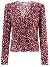 Isabel Marant Fuchsia Ruffled V-neck Blouse For Women In Fuchsia
