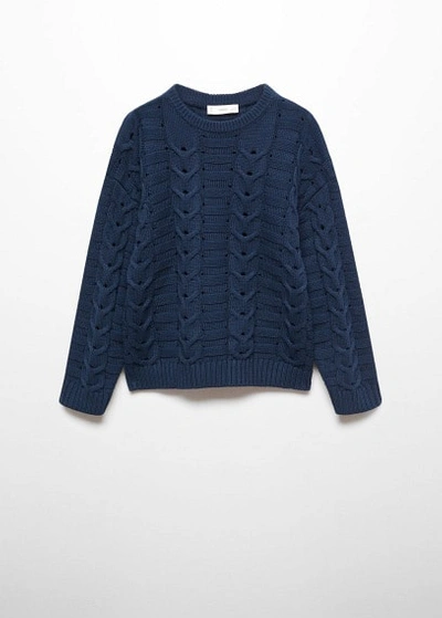 Mango Kids' Contrasting Knit Sweater Dark Navy
