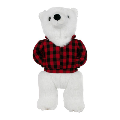 Tall Tails 12" Plaid Polar Bear Dog Toy With Squeaker In White
