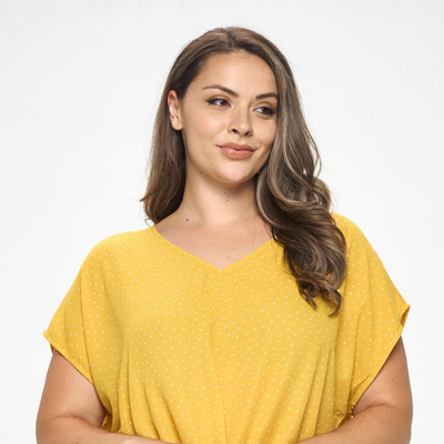 West K Leah Plus Size Short Sleeve Woven Top In Yellow