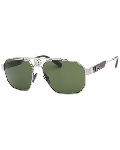 Dolce & Gabbana Dolce And Gabbana Dark Green Navigator Men's Sunglasses Dg2294 04/71 59 In Grey