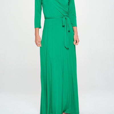 West K Grace Faux-wrap Maxi Dress With Tie Waist In Green