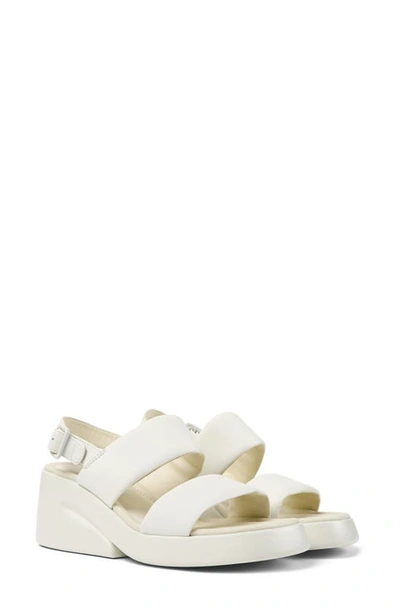 Camper Kaah Wedge Slingback Sandal In White Leather