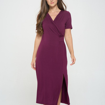 West K Jocelyn Side Ruched Midi Dress In Purple