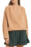 WISHLIST WISHLIST CORDUROY NOTCH NECK LONG SLEEVE CORDUROY TOP