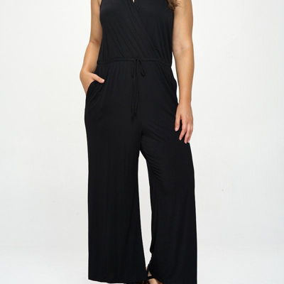 West K Jillian Plus Size Sleeveless Knit Jumpsuit In Black