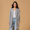 West K Karla Long Oversized Waffle Knit Cardigan With Pockets In Gray