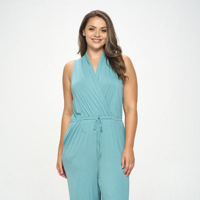 West K Jillian Plus Size Sleeveless Knit Jumpsuit In Blue
