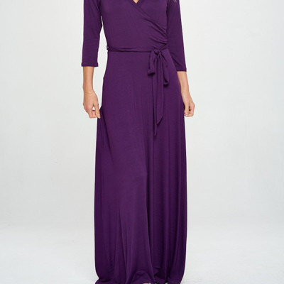West K Grace Faux-wrap Maxi Dress With Tie Waist In Purple