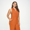 West K Jillian Plus Size Sleeveless Knit Jumpsuit In Orange