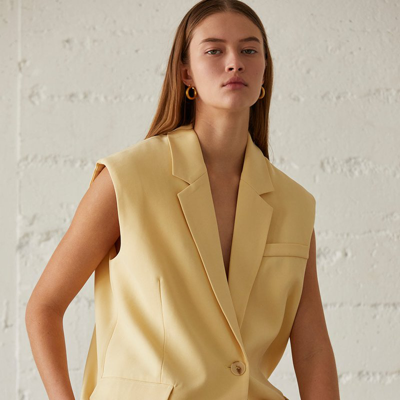 Crescent Sasha Oversized Blazer Vest In Yellow