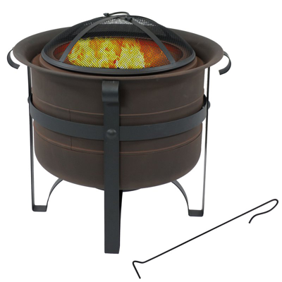 Sunnydaze Decor Steel Cauldron-style Smokeless Fire Pit With Spark Screen In Brown
