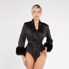 MAGUY DE CHADIRAC SILK AND FAUX FUR CROPPED JACKET
