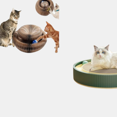 Vigor Cat Claw Board Foldable Cat Scratch Board & Cat Wheel Funy Scratching Board With Balls In Grey