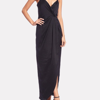 One33 Social The Hayes Black Faux Wrap Gown