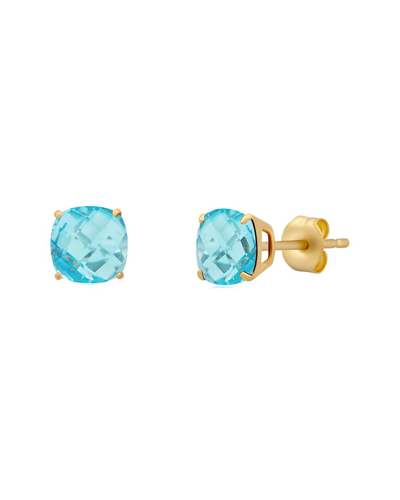 Max + Stone Maxcolor 14k 4.10 Ct. Tw. Swiss Blue Topaz Studs In Gold
